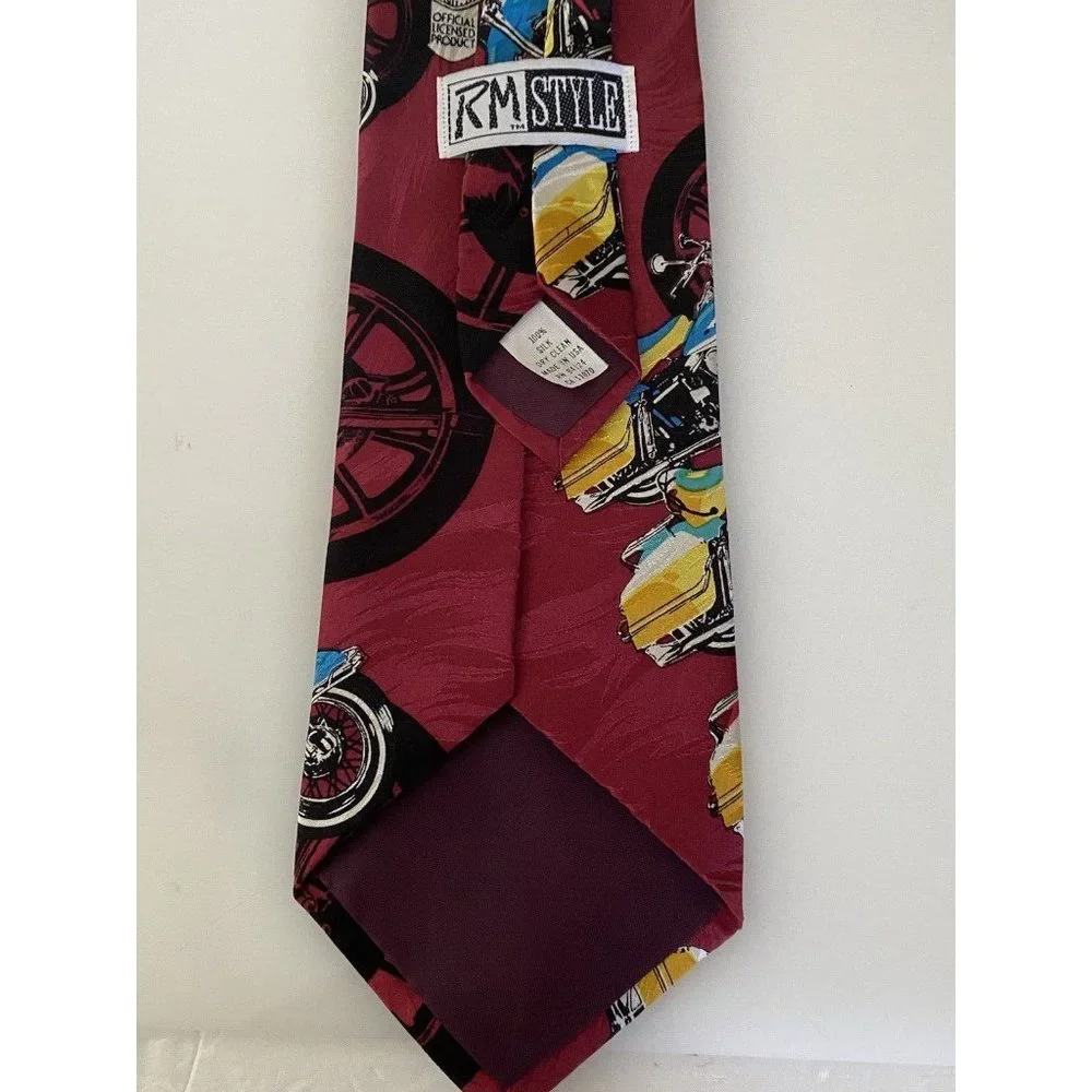 Harley Line Up 1993 Harley Davidson Ralph Martin 100% Silk‎ Neck Tie Vintage 4